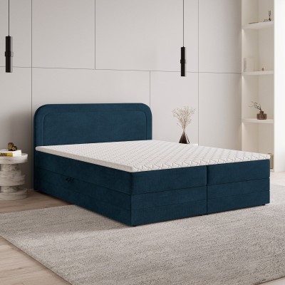 Boxspringbett ARMEL – Velours-Stoff – Farbe: Monolith 77
