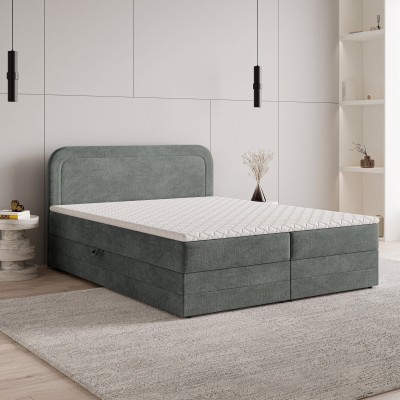 Boxspringbett ARMEL – Velours-Stoff – Farbe: Monolith 85