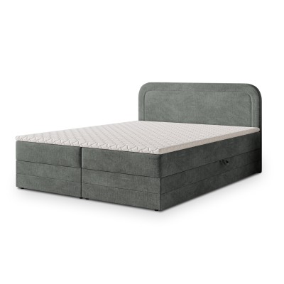 Boxspringbett ARMEL – Velours-Stoff – Farbe: Monolith 85