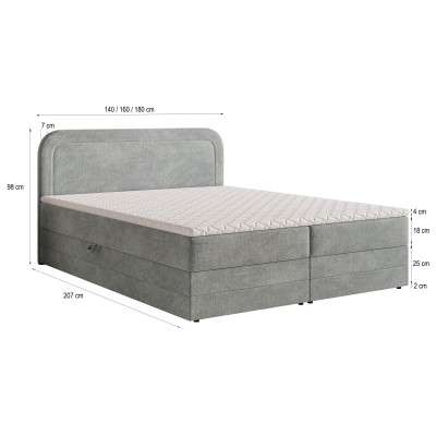Boxspringbett ARMEL – Velours-Stoff – Farbe: Monolith 85