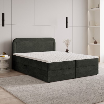 Boxspringbett ARMEL – Velours-Stoff – Farbe: Monolith 95
