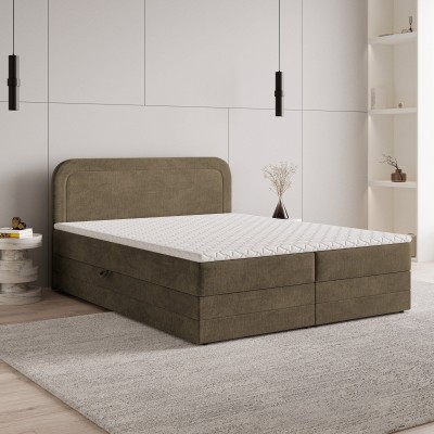 Boxspringbett ARMEL – Velours-Stoff – Farbe: Monolith 09