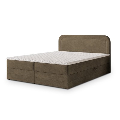 Boxspringbett ARMEL – Velours-Stoff – Farbe: Monolith 09