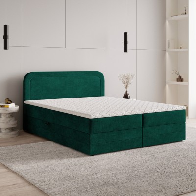 Boxspringbett ARMEL – Velours-Stoff – Farbe: Monolith 37