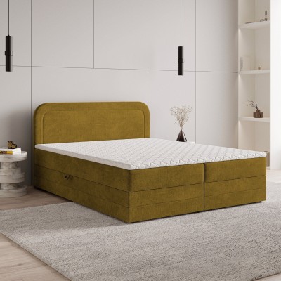 Boxspringbett ARMEL – Velours-Stoff – Farbe: Monolith 48