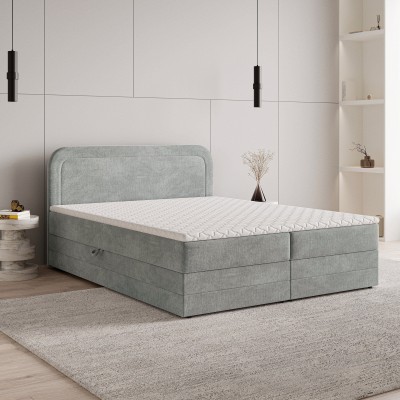 Boxspringbett ARMEL – Velours-Stoff – Farbe: Monolith 84