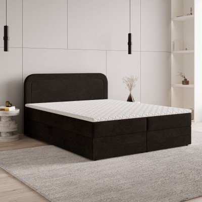 Boxspringbett ARMEL – Velours-Stoff – Farbe: Monolith 29