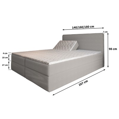 Boxspringbett ASTOR – Kordstoff – Farbe: Lincoln 48