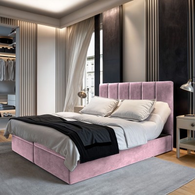 Boxspringbett BARINO – Plüsch-Stoff – Farbe: Kronos 27