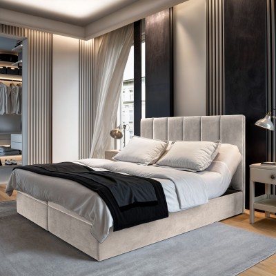 Boxspringbett BARINO – Plüsch-Stoff – Farbe: Paros 02