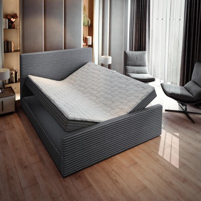 Boxspringbett BRENTO – Kordstoff – Farbe: Tilia 56