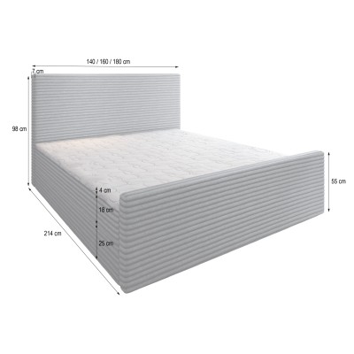 Boxspringbett BRENTO – Kordstoff – Farbe: Tilia 90