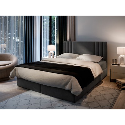 Boxspringbett BRES – Plüsch-Stoff – Farbe: Casablanca 15