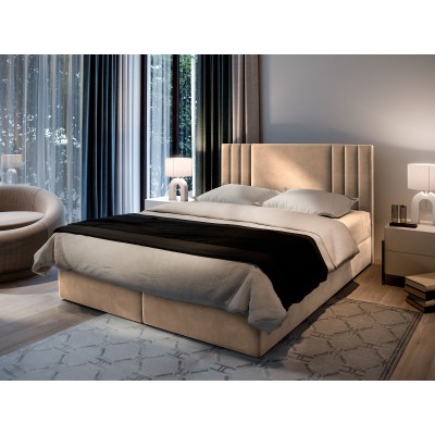 Boxspringbett BRES – Plüsch-Stoff – Farbe: Casablanca 04