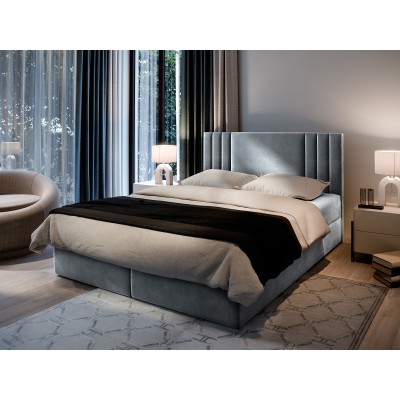 Boxspringbett BRES – Plüsch-Stoff – Farbe: Casablanca 14