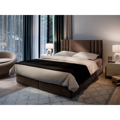 Boxspringbett BRES – Plüsch-Stoff – Farbe: Casablanca 08