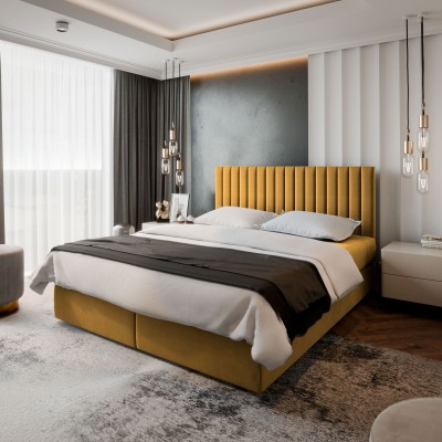 Boxspringbett BRESEL – Plüsch-Stoff – Farbe: Kronos 01