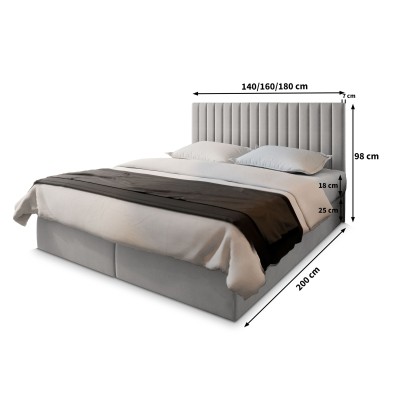 Boxspringbett BRESEL – Plüsch-Stoff – Farbe: Kronos 01