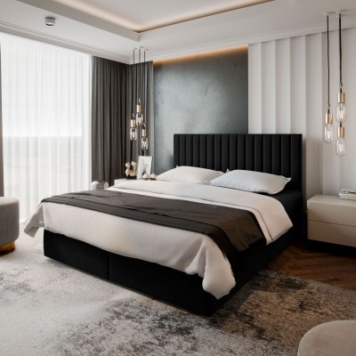 Boxspringbett BRESEL – Plüsch-Stoff – Farbe: Kronos 07