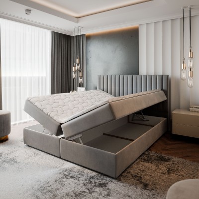 Boxspringbett BRESEL – Plüsch-Stoff – Farbe: Kronos 13