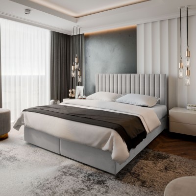 Boxspringbett BRESEL – Plüsch-Stoff – Farbe: Paros 05