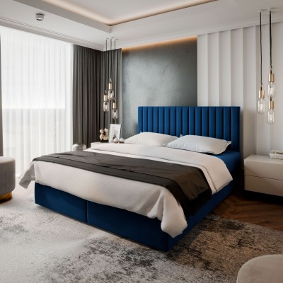 Boxspringbett BRESEL – Plüsch-Stoff – Farbe: Kronos 09