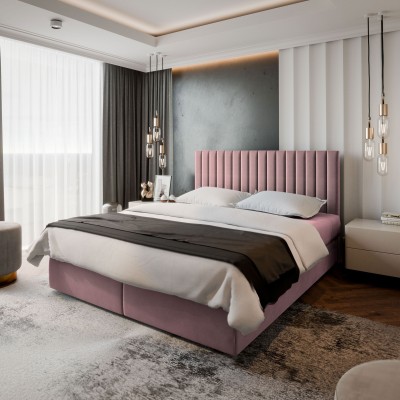 Boxspringbett BRESEL – Plüsch-Stoff – Farbe: Kronos 27