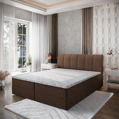 Boxspringbett CEVANO – Geflochtener Stoff – Farbe: Cosmic 800