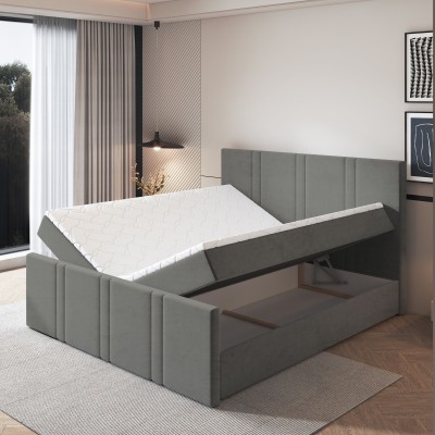 Boxspringbett COMOZA – Plüsch-Stoff – Farbe: Kronos 06