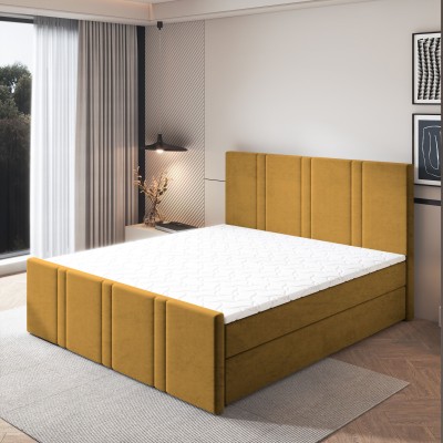 Boxspringbett COMOZA – Plüsch-Stoff – Farbe: Kronos 01