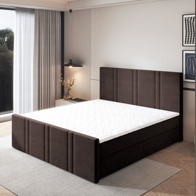 Boxspringbett COMOZA – Plüsch-Stoff – Farbe: Kronos 06