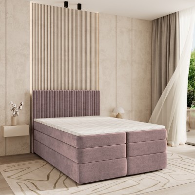 Boxspringbett FELBIO – Plüsch-Stoff – Farbe: Kronos 27