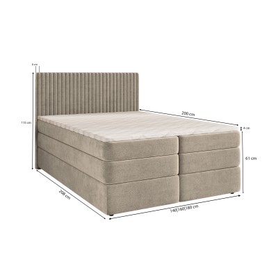 Boxspringbett FELBIO – Plüsch-Stoff – Farbe: Kronos 27