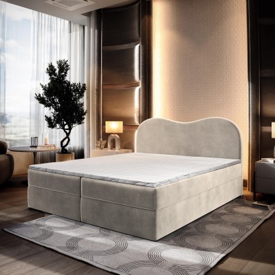 Boxspringbett FLUVIA – Velours-Stoff – Farbe: Monolith 04