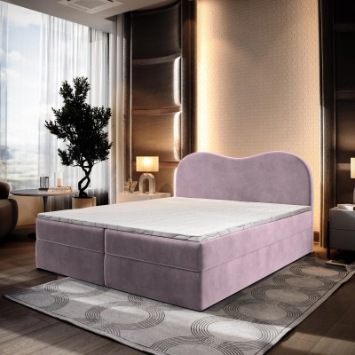 Boxspringbett FLUVIA – Velours-Stoff – Farbe: Monolith 62