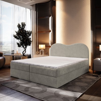 Boxspringbett FLUVIA – Boucle-Stoff – Farbe: Now or never 83