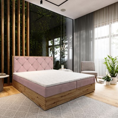 Boxspringbett FOSCO – Plüsch-Stoff – Farbe: Kronos 27