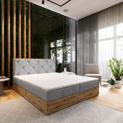 Boxspringbett FOSCO – Plüsch-Stoff – Farbe: Paros 05