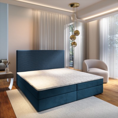 Boxspringbett GIARRO – Plüsch-Stoff – Farbe: Poso 05 + kronos 05