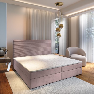 Boxspringbett GIARRO – Plüsch-Stoff – Farbe: Poso 27 + kronos 27