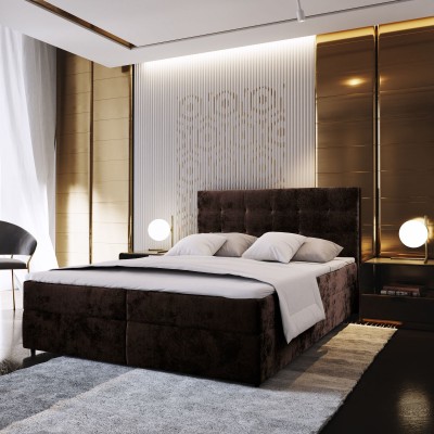 Boxspringbett GLOS – Plüsch-Stoff – Farbe: Kronos 06