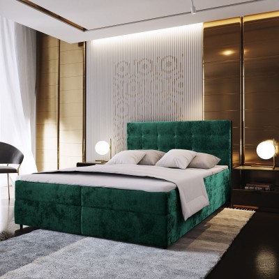 Boxspringbett GLOS – Plüsch-Stoff – Farbe: Kronos 19