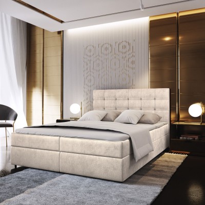 Boxspringbett GLOS – Velours-Stoff – Farbe: Monolith 04