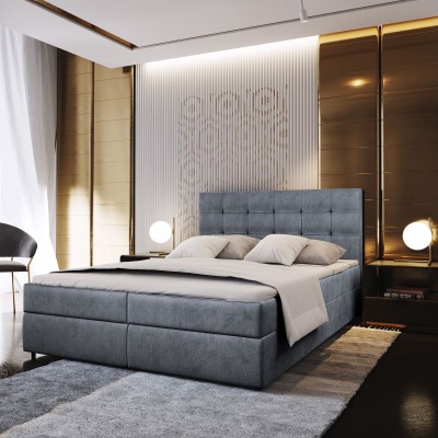 Boxspringbett GLOS – Velours-Stoff – Farbe: Monolith 85