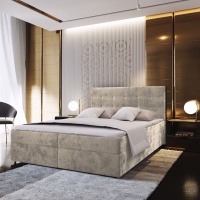 Boxspringbett GLOS – Plüsch-Stoff – Farbe: Paros 02