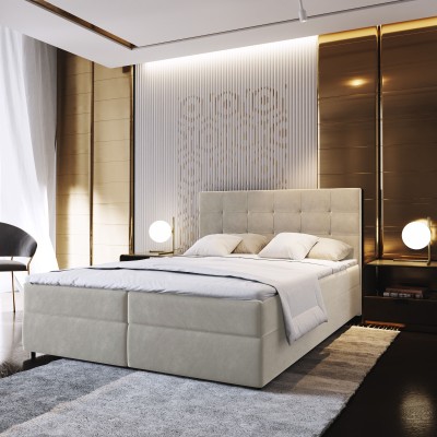 Masseno Boxspringbett GLOS mit Bettkästen 160x200 cm - Beige, COSMIC 10
