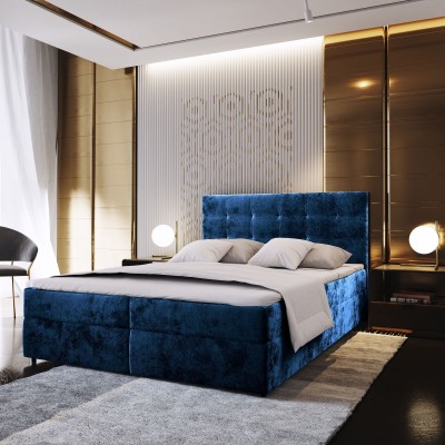 Boxspringbett GLOS – Plüsch-Stoff – Farbe: Kronos 09