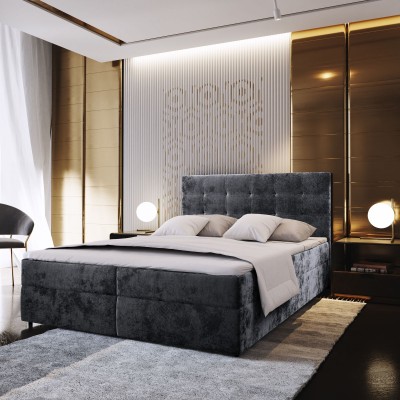 Boxspringbett GLOS – Plüsch-Stoff – Farbe: Paros 06