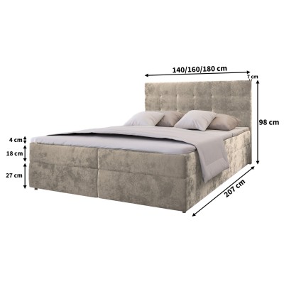 Boxspringbett GLOS – Plüsch-Stoff – Farbe: Kronos 06