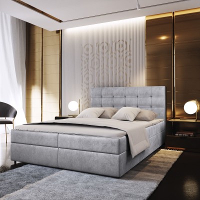 Boxspringbett GLOS – Velours-Stoff – Farbe: Monolith 84